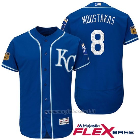 Maglia Baseball Uomo Kansas City Royals Mike Moustakas 8 2017 Allenamento Primaverile Flex Base Giocatore